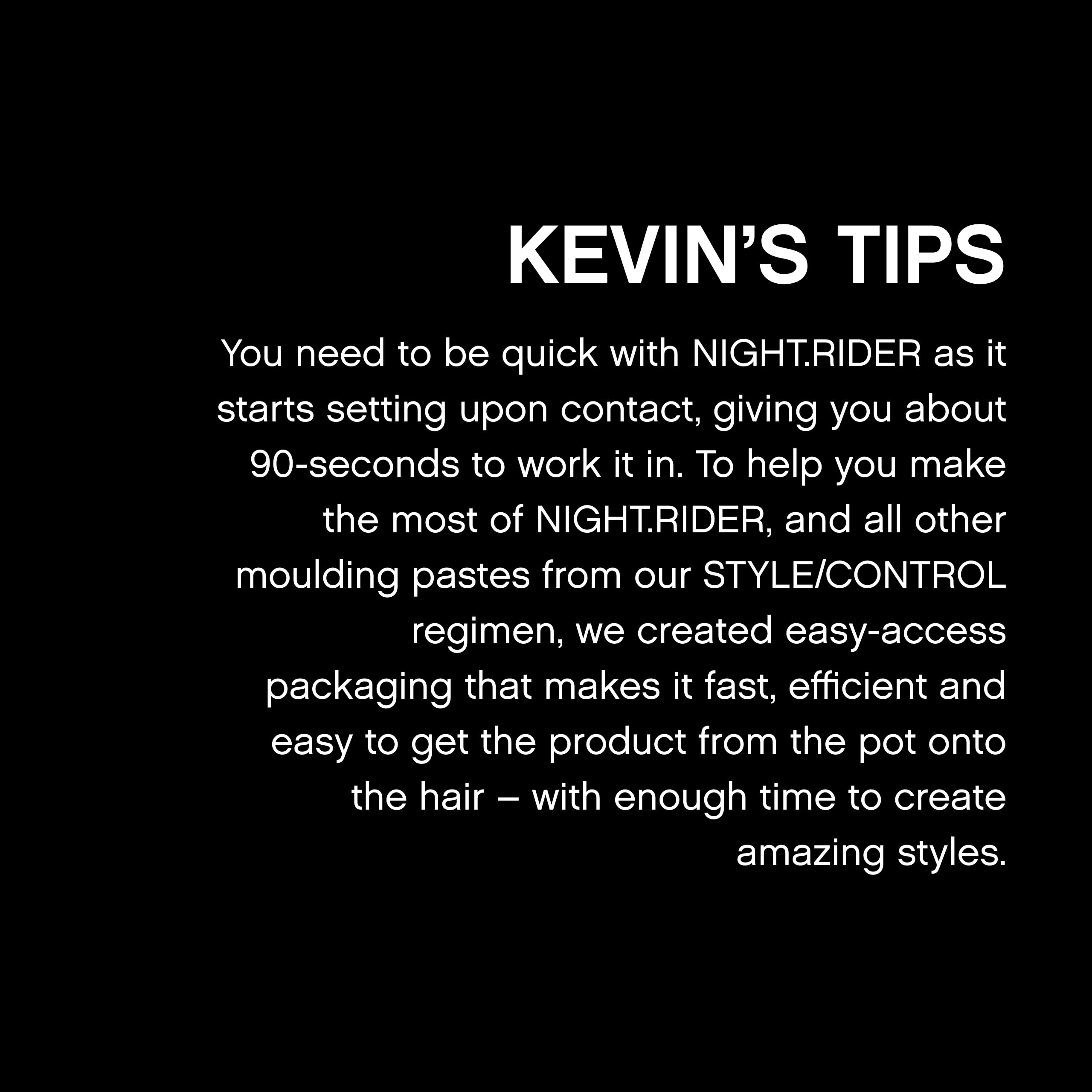 KEVIN.MURPHY NIGHT.RIDER: texture définie pour coiffures modernes et structurées