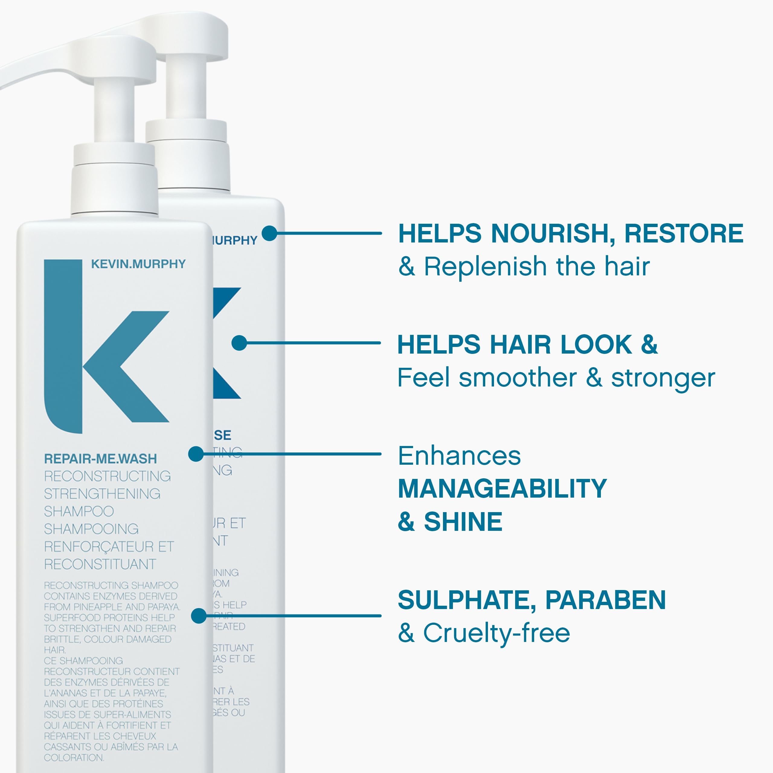 KEVIN.MURPHY Repair-Me.RINSE : flacon pratique pour une hydratation en profondeur.