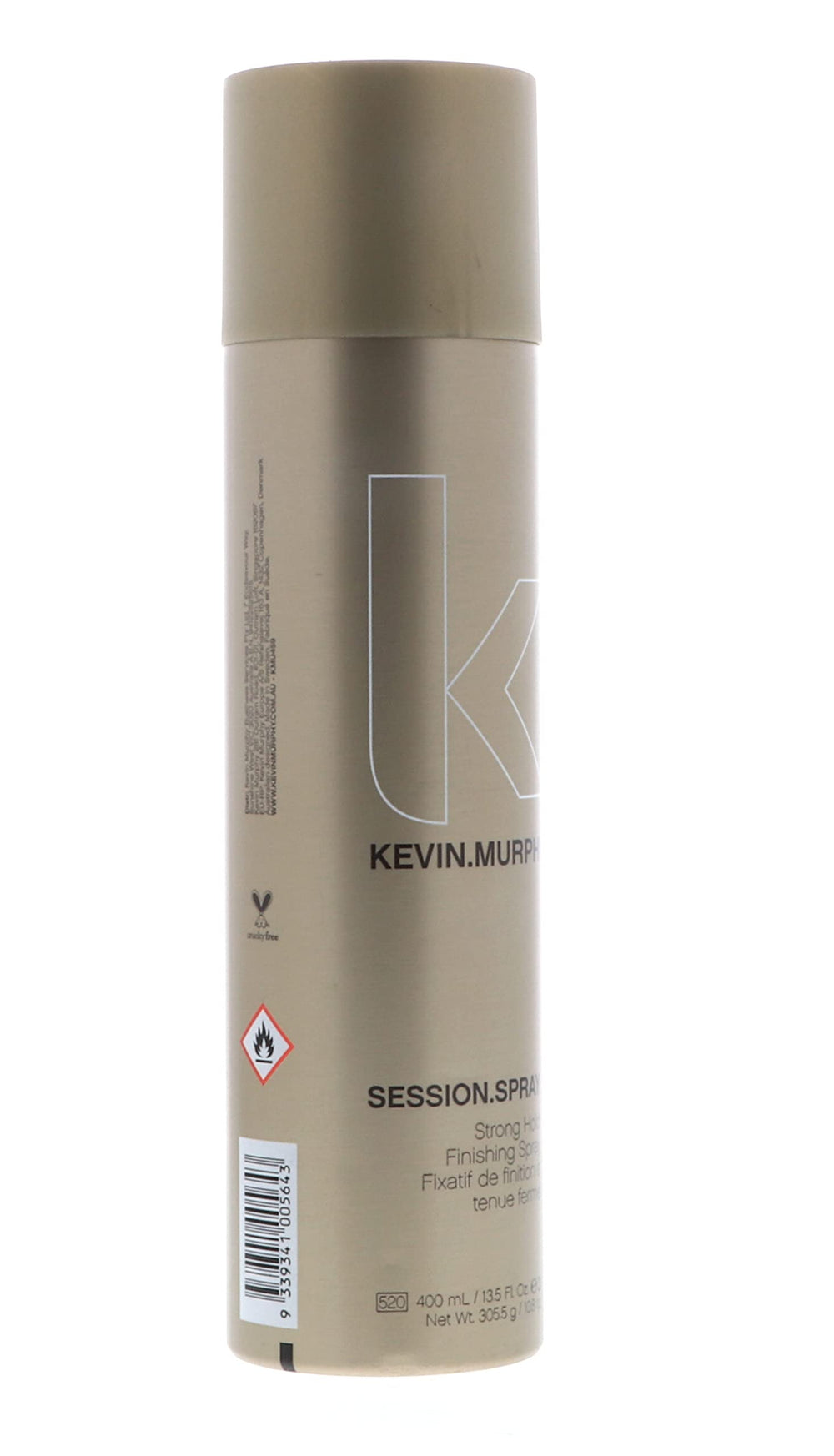 Packaging élégant et étiquette claire de Kevin Murphy Session Spray.