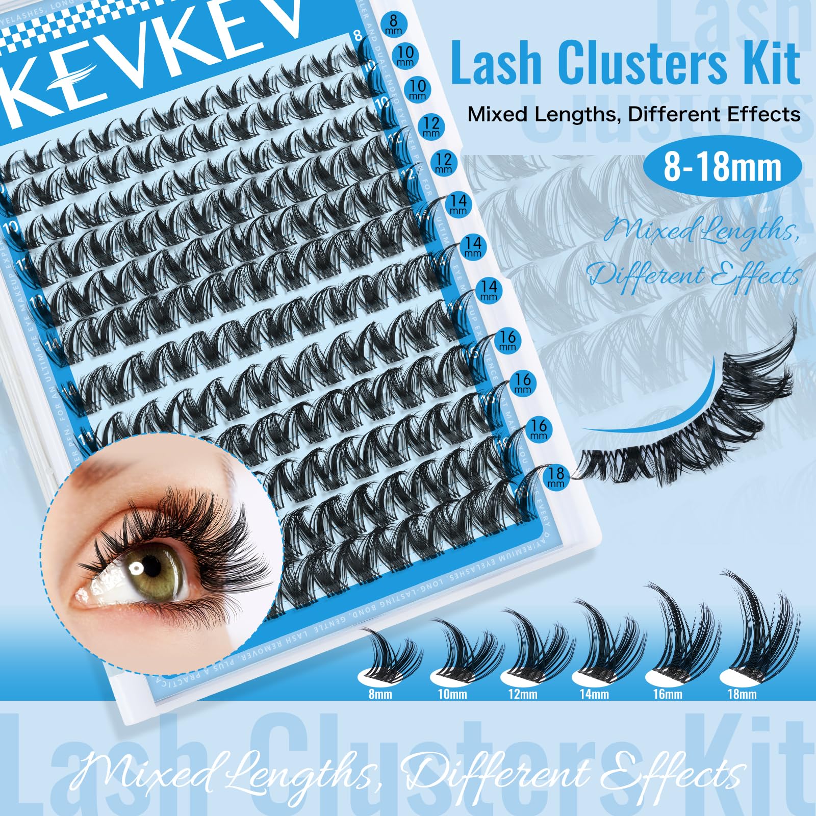 KevKev cils clusters à bande fine pour application rapide et discrète.