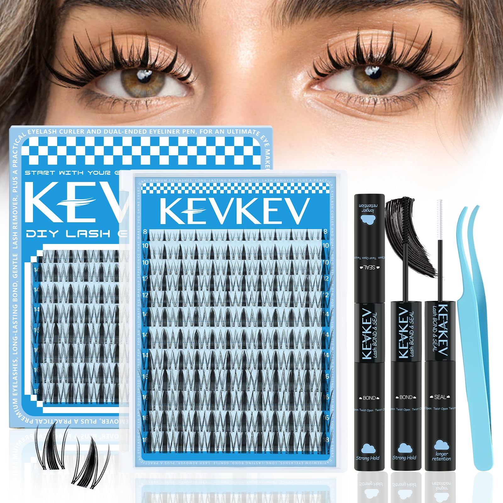 KevKev Fairy Lash Clusters Kit - bande invisible pour un fini naturel et confortable.