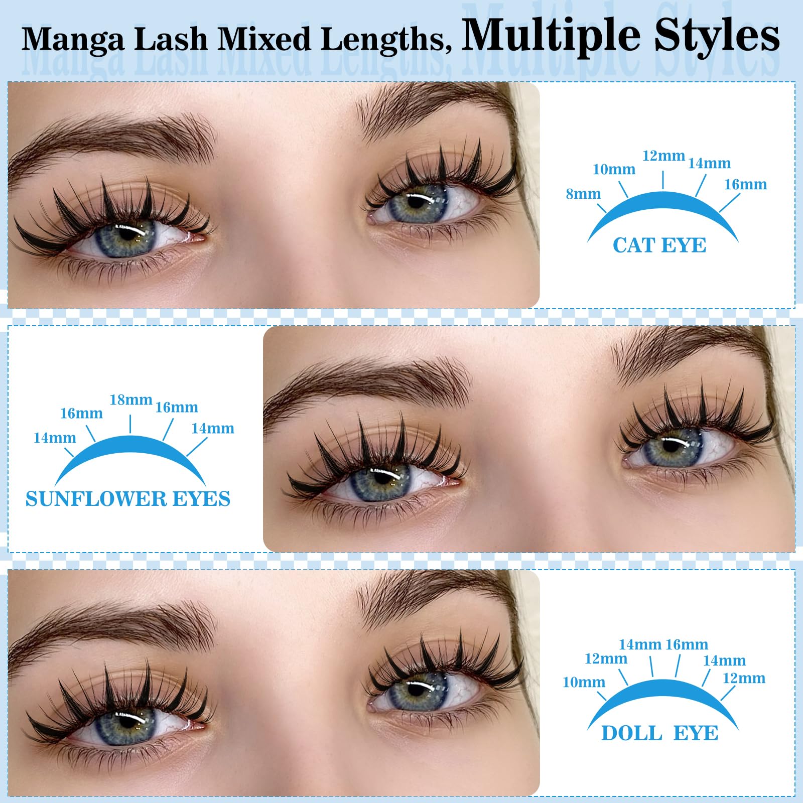 KevKev Fairy Lash Clusters Kit - cils en grappe manga pour un regard plus intense.