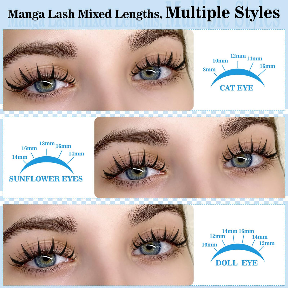 KevKev Fairy Lash Clusters Kit - cils en grappe manga pour un regard plus intense.