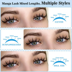KevKev Fairy Lash Clusters Kit - cils en grappe manga pour un regard plus intense.