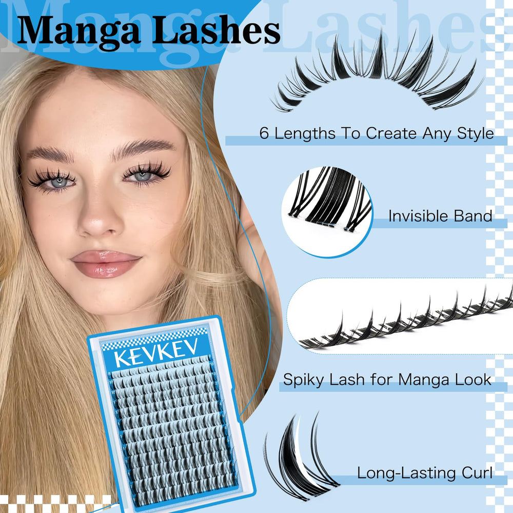 KevKev Fairy Lash Clusters Kit - style anime avec cils volumineux sans effort.