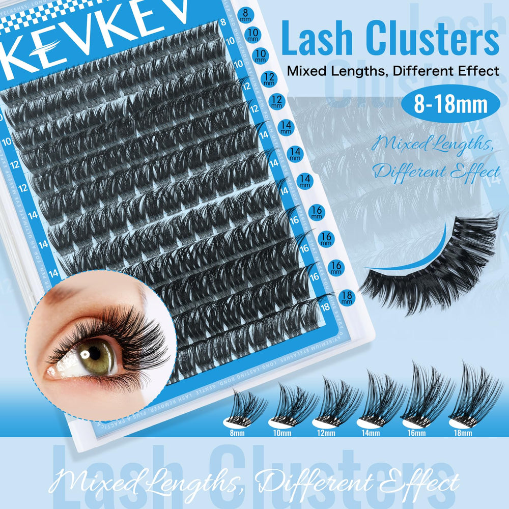 KevKev Lash Clusters longueurs 8 à 18 mm pour des looks variés