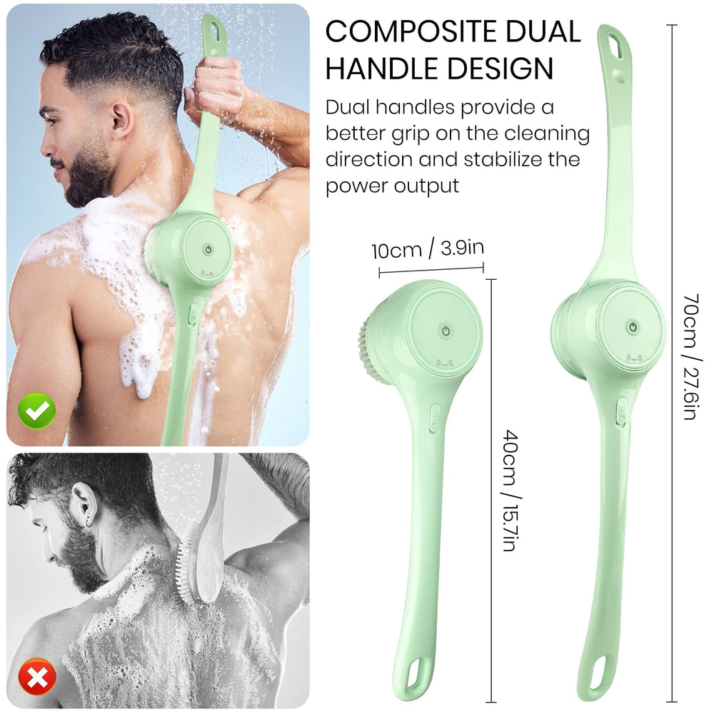 Keweis manche double-brosse pour atteindre le dos et les zones difficiles.