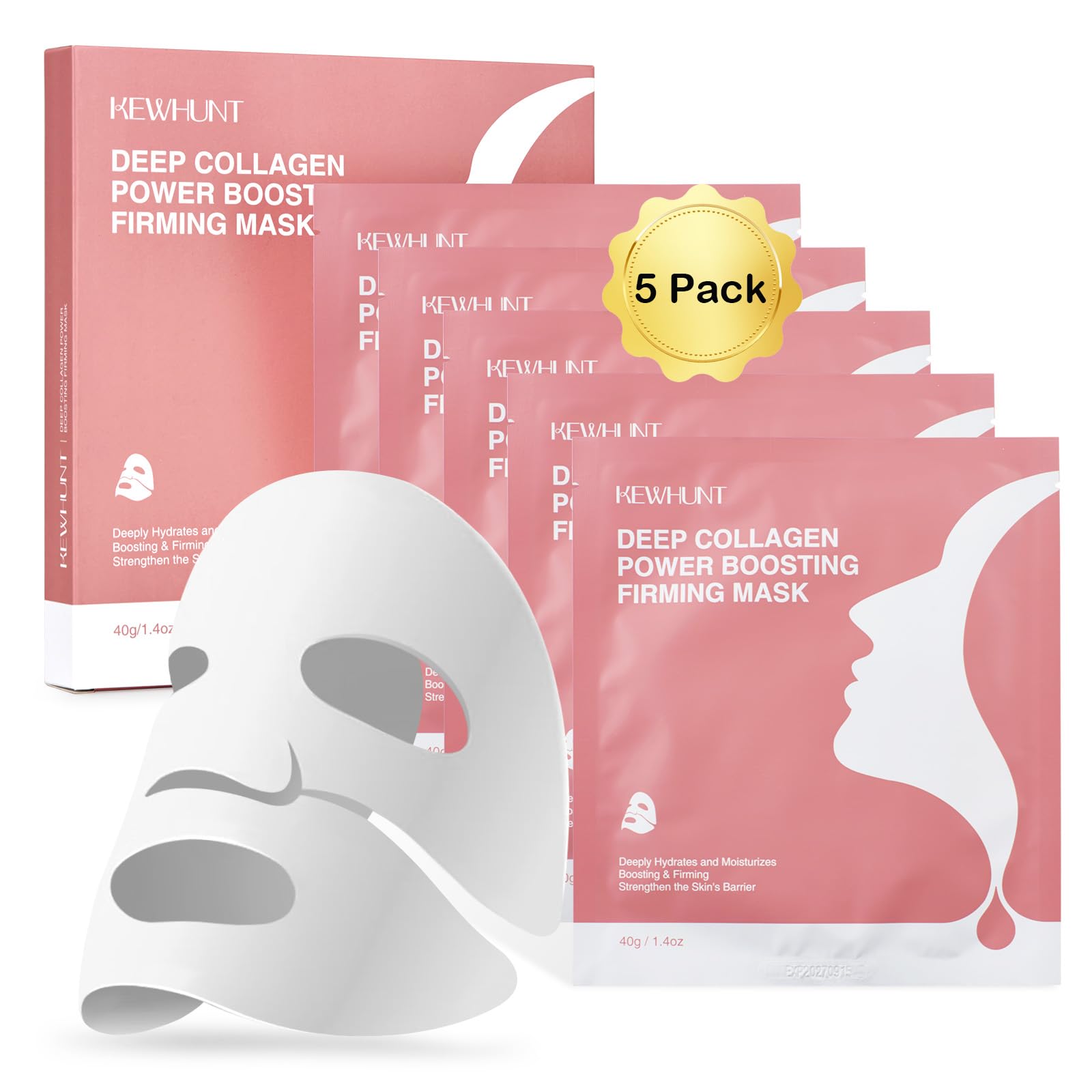 Kewhunt masque-visage collagene hydrogel nuit : hydratation profonde et éclat