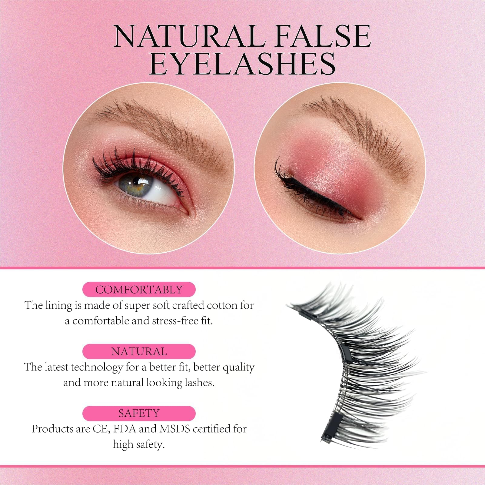 KEWYASO cils magnétiques look naturel pour un regard discret.