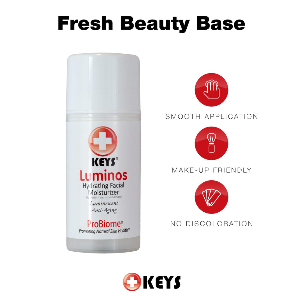 Keys Luminos – application quotidienne pour peau douce et prête au maquillage.