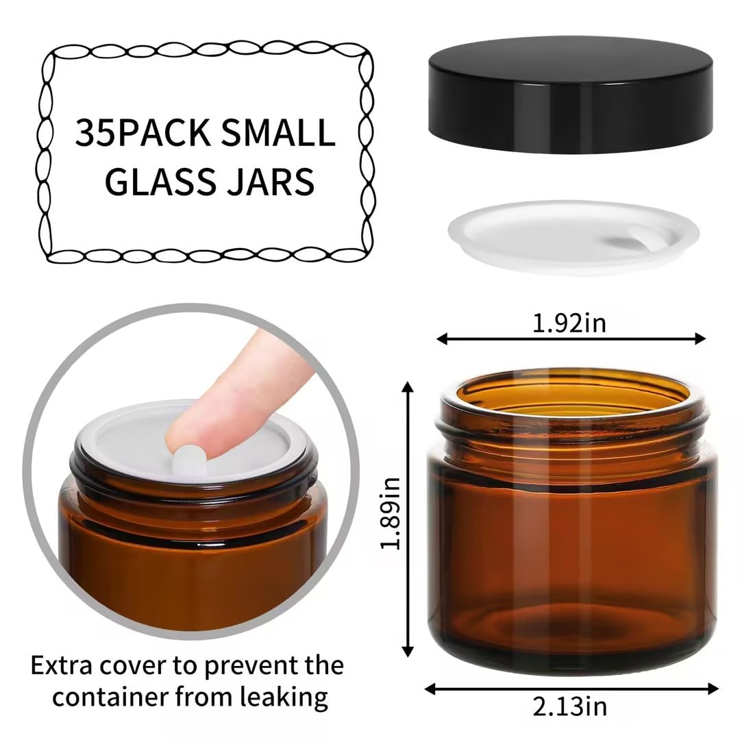 KEYWING bocal ambre 2oz avec joint interne, pratique pour crèmes et huiles maison.