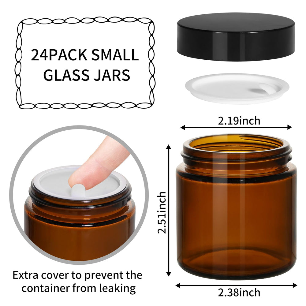 KEYWING bocal ambré 120ml avec joint intérieur et bouchon noir.