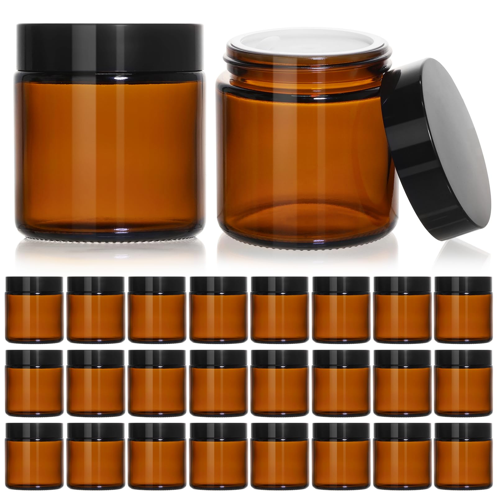 KEYWING bocal verre ambré 120ml avec bouchon noir, idéal pour cosmétiques faits maison.