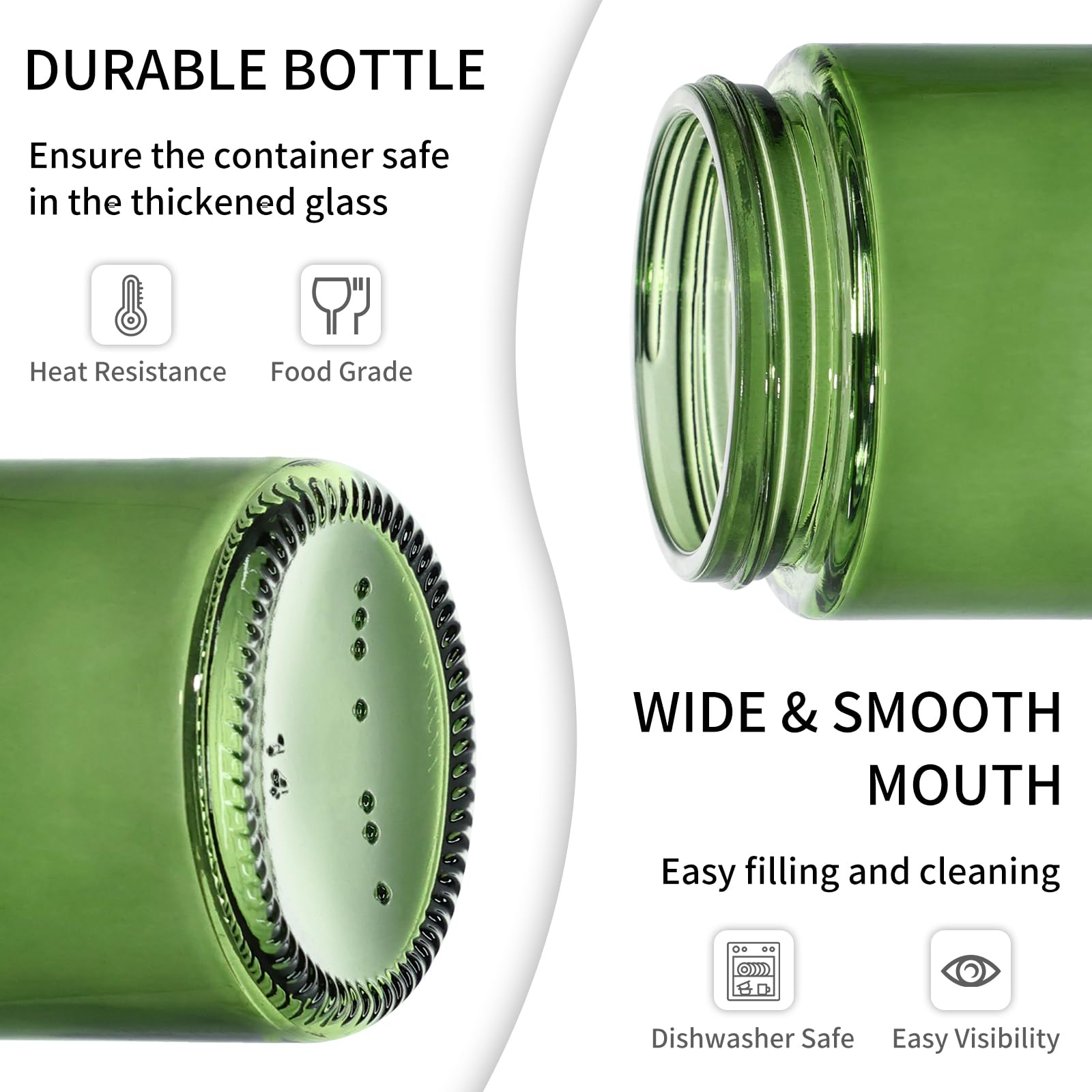 Bocal KEYWING en verre vert avec liner interne, pratique pour éviter les fuites.