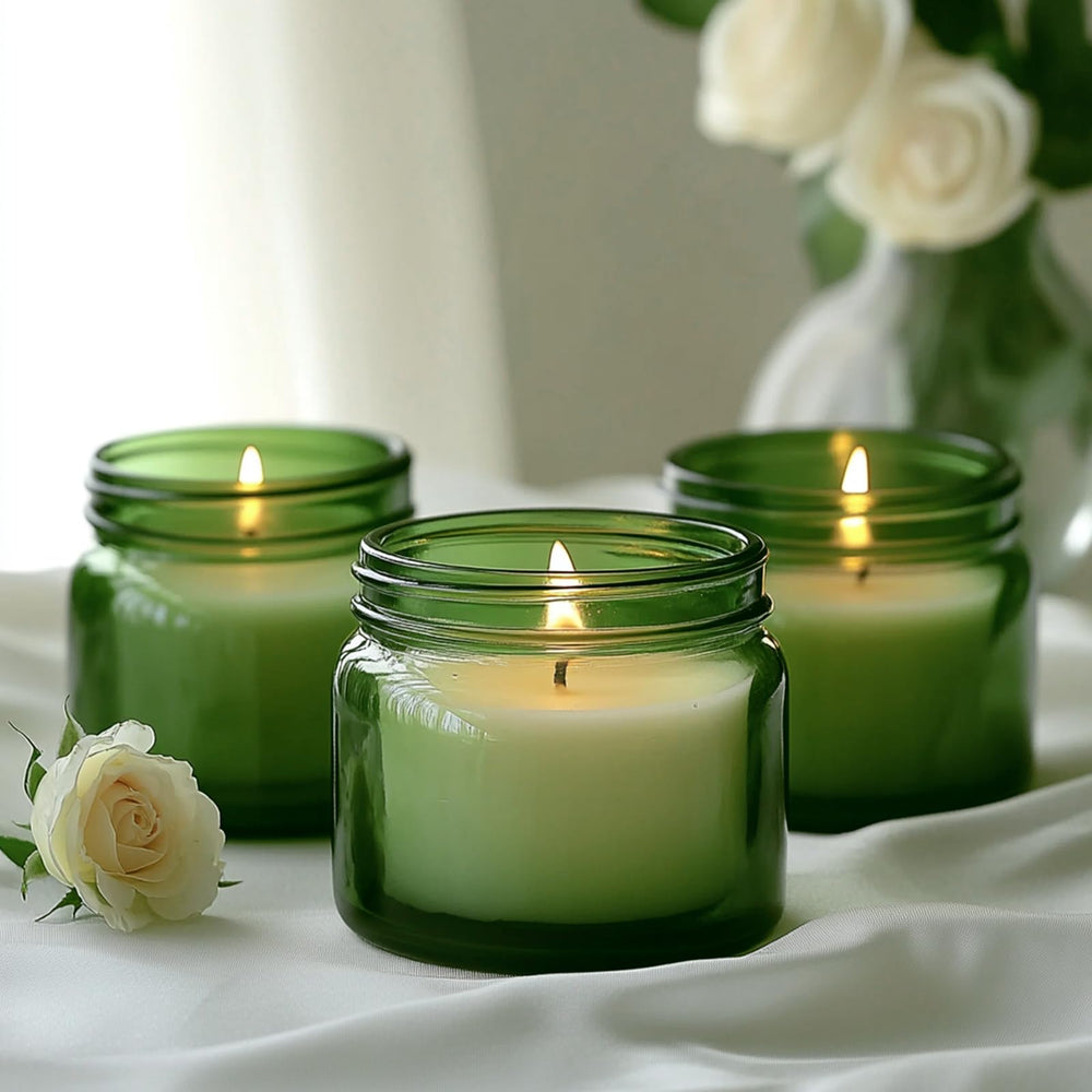 Bocal KEYWING en verre vert polyvalent pour cosmétiques faits maison.