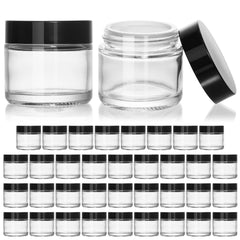 KEYWING bocaux en verre 2oz avec bouchon noir, idéal pour lotions et crèmes.
