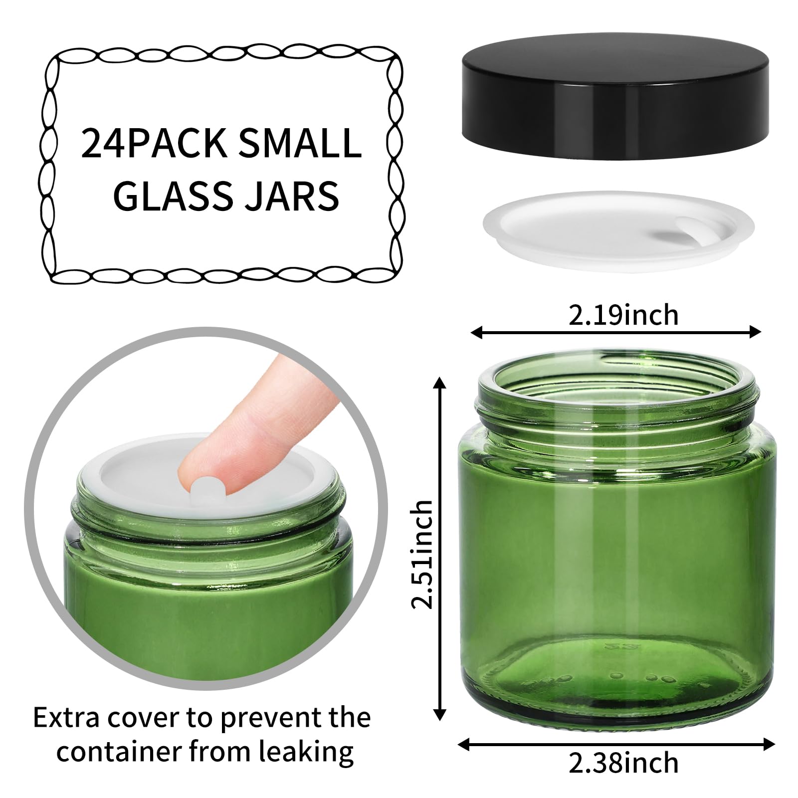 Keywing doublure-interne dans pot-verre-vert-4oz, protège la texture et l'hygiène.