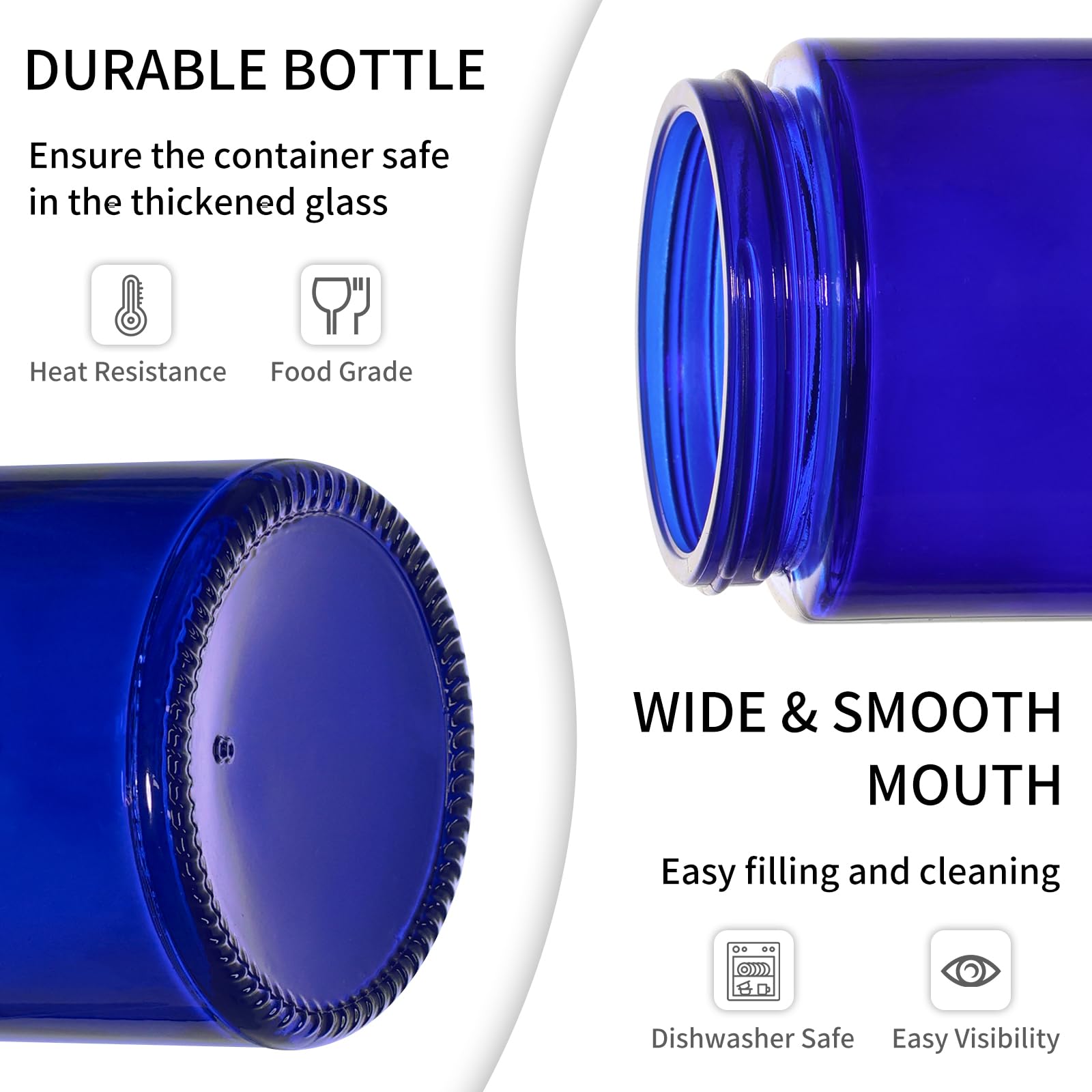 KeyWING ensemble-24-pots-verre-bleu, rangement élégant pour vos cosmétiques maison.
