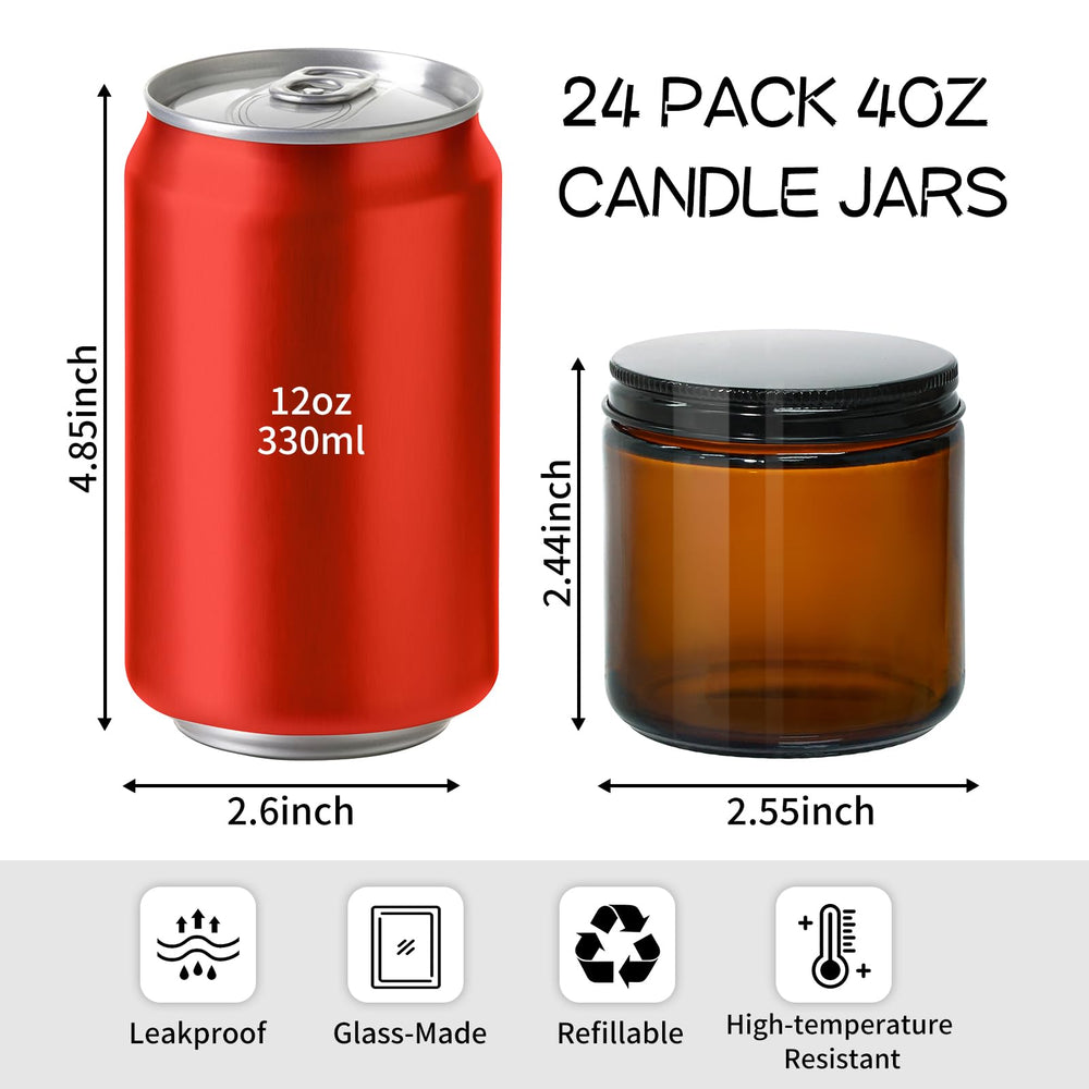 Jarre KEYWING en verre ambre 4oz idéale pour bougies et cosmétiques.
