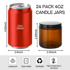 Jarre KEYWING en verre ambre 4oz idéale pour bougies et cosmétiques.