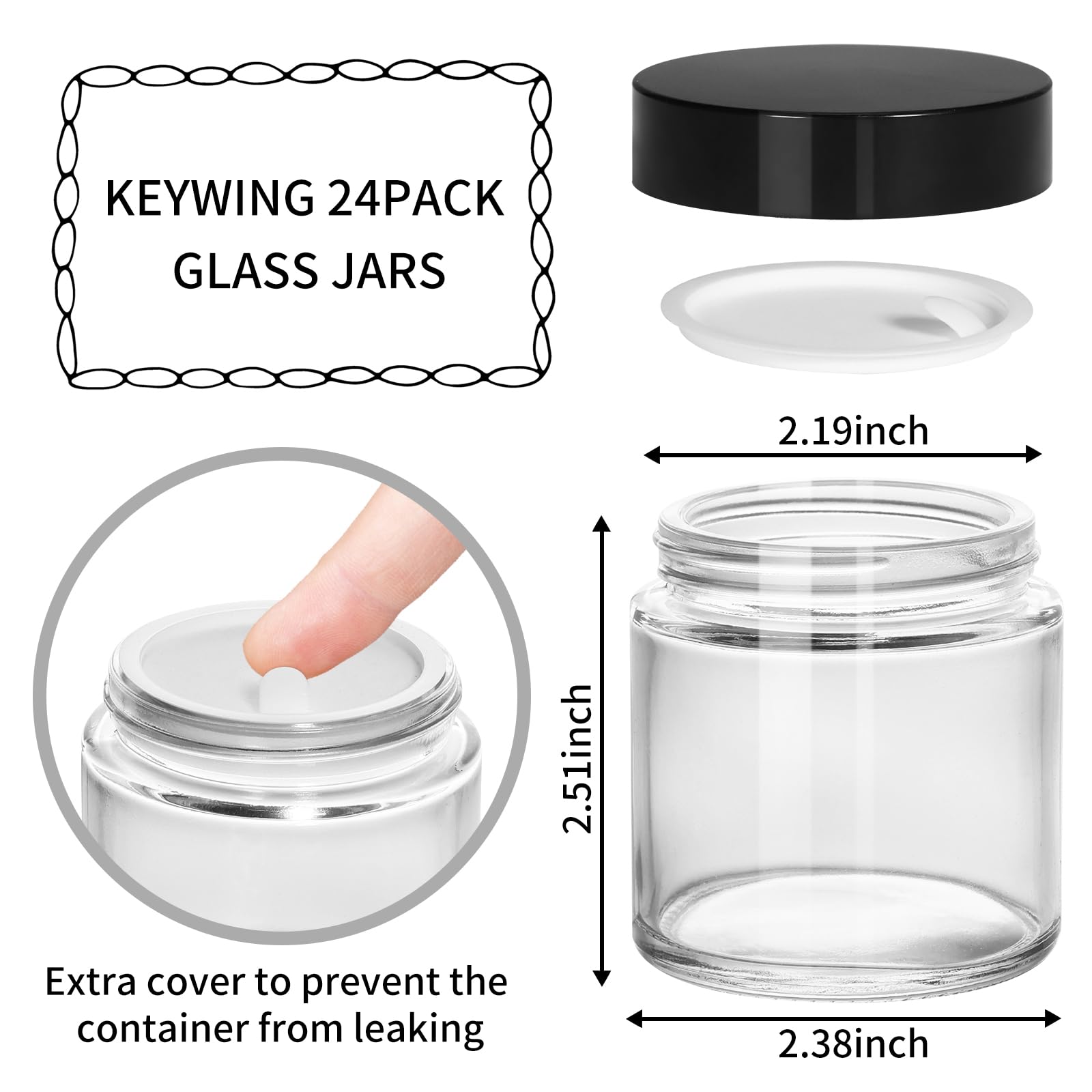 Pots KEYWING 4oz avec doublure intérieure, pour un scellement étanche des crèmes.