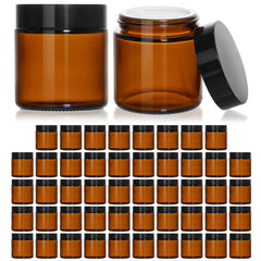 KEYWING pot en verre ambré 118 ml avec couvercle noir prêt pour produits cosmétiques.
