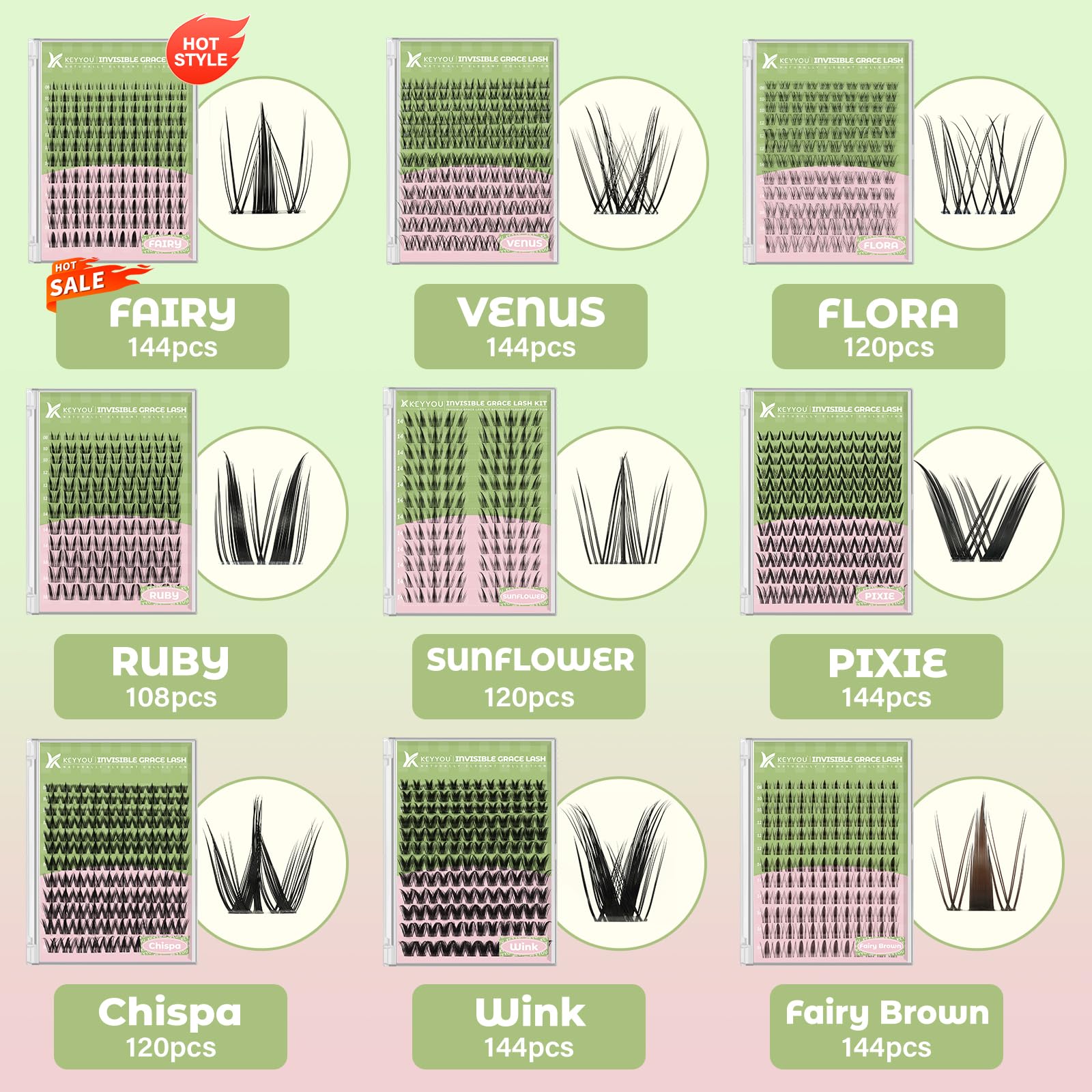 KEYYOU accessoires cils Fairy Wink inclus dans le kit.