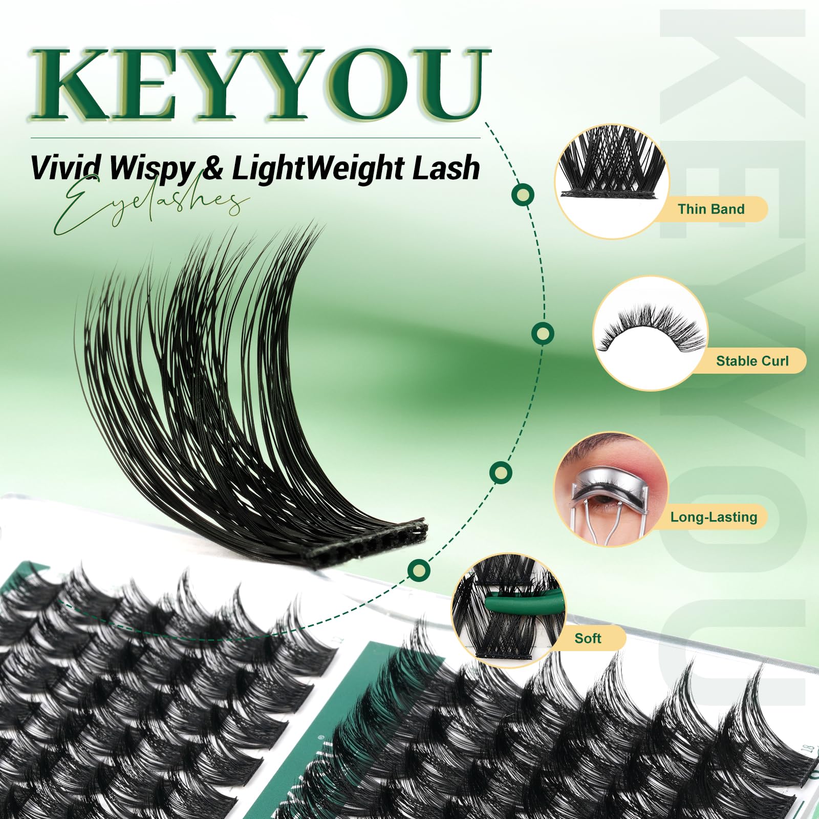 Cils simulés réalistes et confortables sur les yeux KEYYOU.