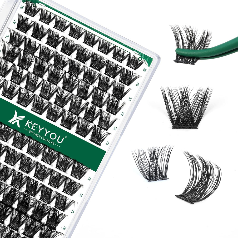 KEYYOU cils en grappes D Curl 10-18mix sur plateau, confort et look naturel.