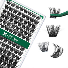 KEYYOU cils en grappes D Curl 10-18mix sur plateau, confort et look naturel.