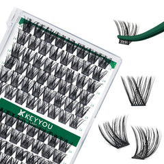 KEYYOU cils en grappes 96 pièces: plateau compact pour application rapide et économique.