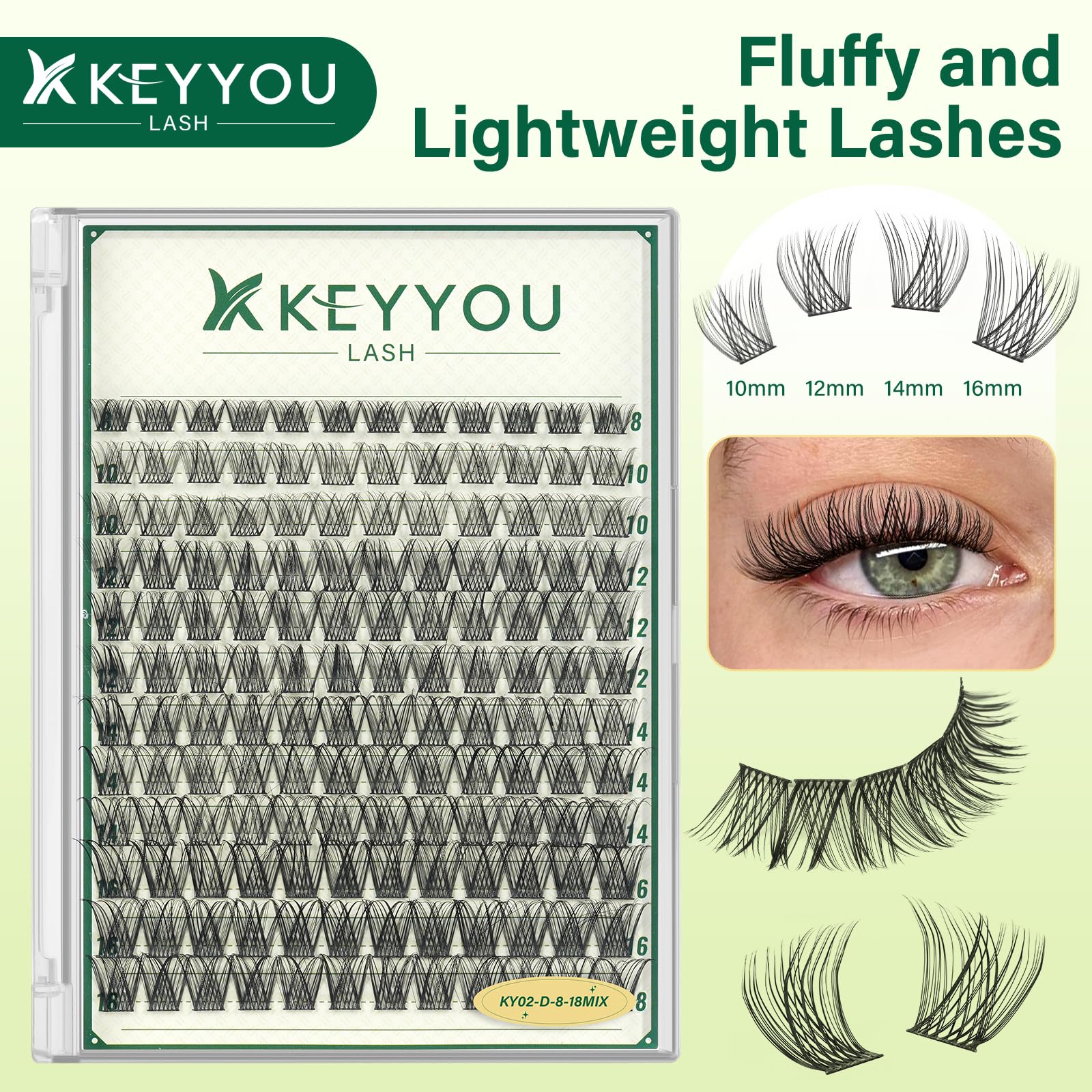 KEYYOU cils-grappes courbure en D pour un regard net.
