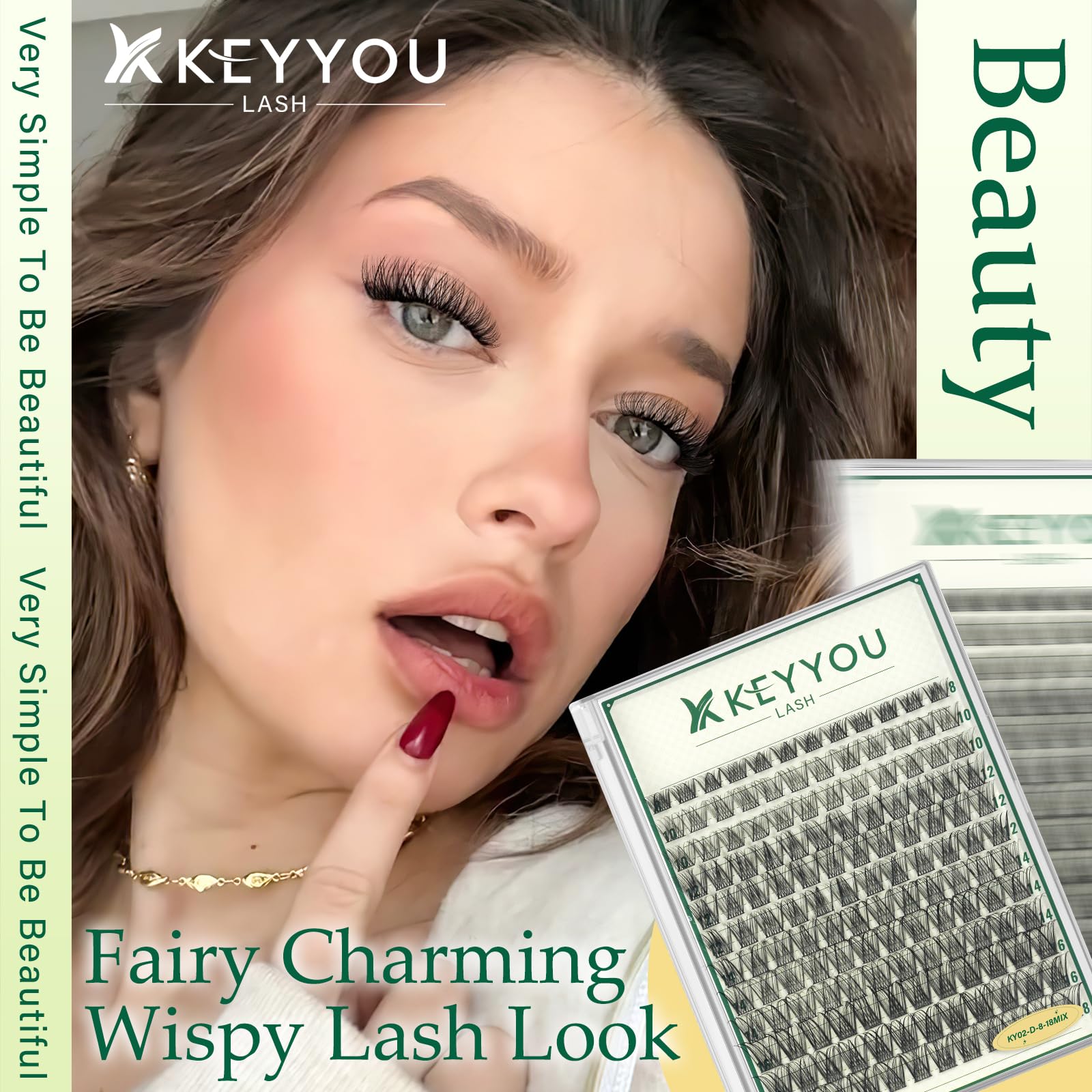 KEYYOU cils-grappes complètes pour look tendance à domicile.
