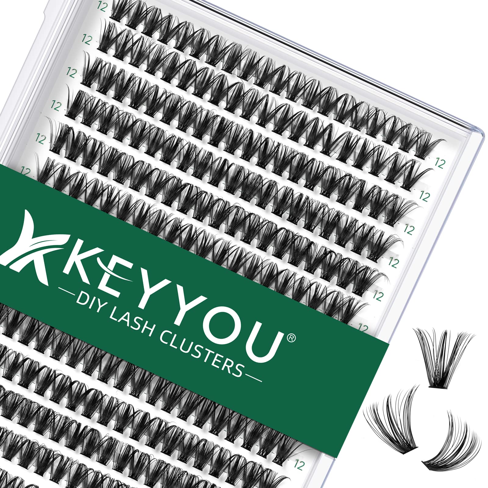 KEYYOU cils individuels 300pcs, 12mm, courbe 40D, pour un look naturel durable