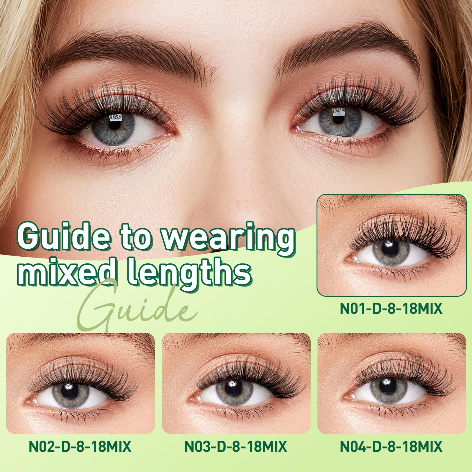KEYYOU cils-individuels wispy en gros plan, effet léger et authentique.