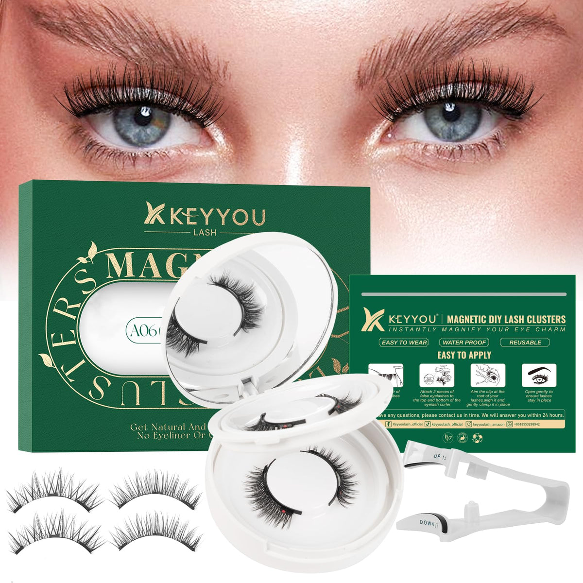 KEYYOU cils magnétiques kit-applicateur pour une pose précise.