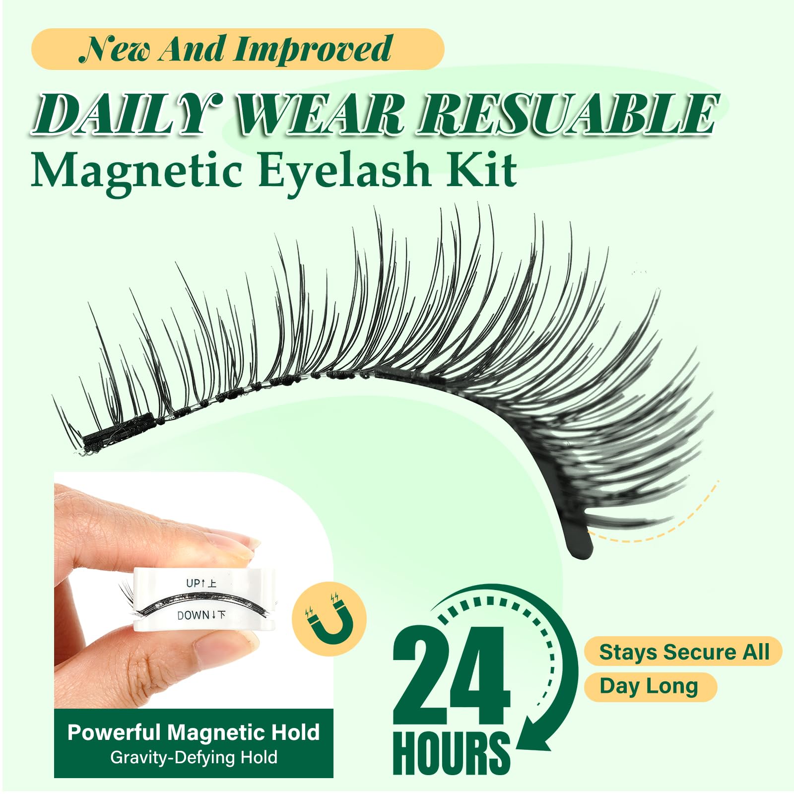 Cils magnétiques KEYYOU style-01, aspect naturel en 3D.