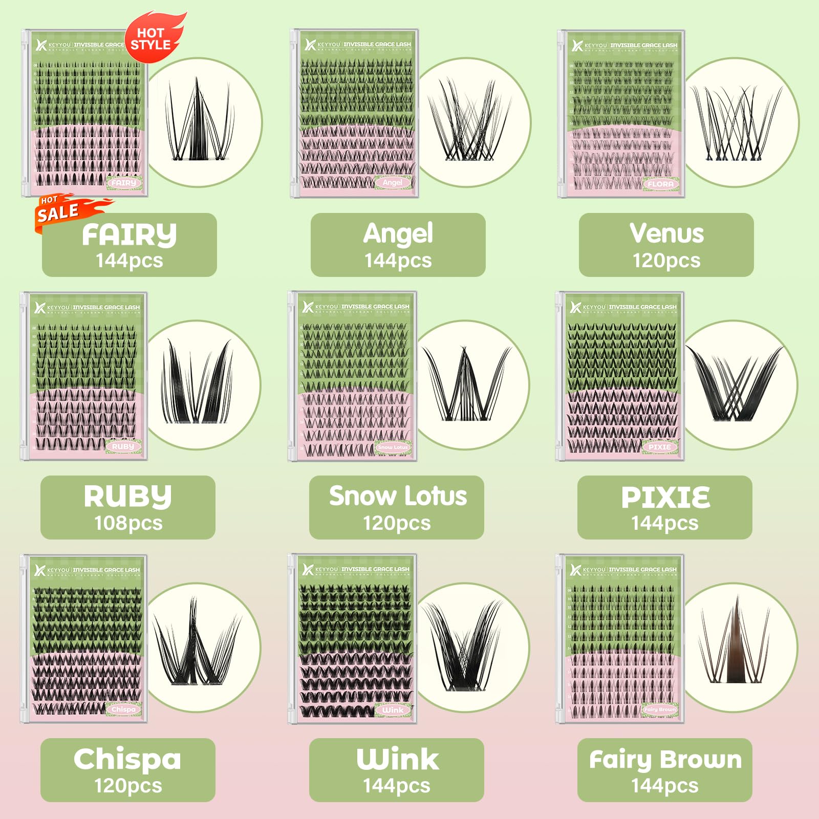 KEYYOU easy-clip lashes with tweezers for quick home application.