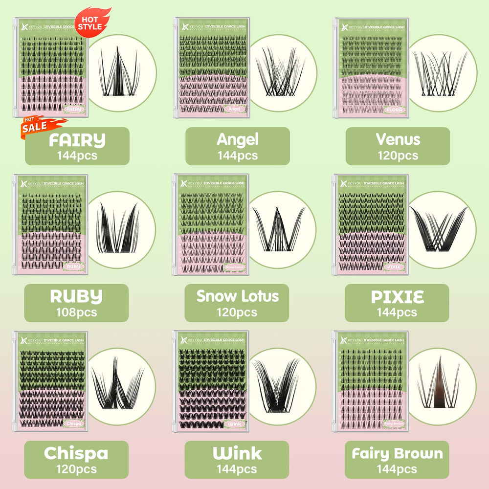 KEYYOU easy-clip lashes with tweezers for quick home application.