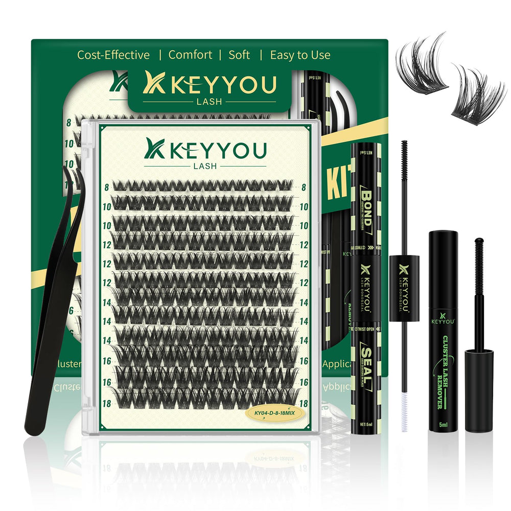 KEYYOU ensemble cils clusters volume 144 pièces pour un regard plus dense et naturel.