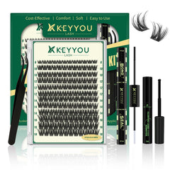 KEYYOU ensemble cils clusters volume 144 pièces pour un regard plus dense et naturel.