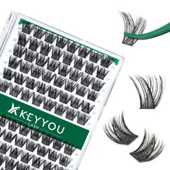 KEYYOU ensembles cils 96 pièces Y01, courbure en D et longueur 10 mm, allure naturelle.