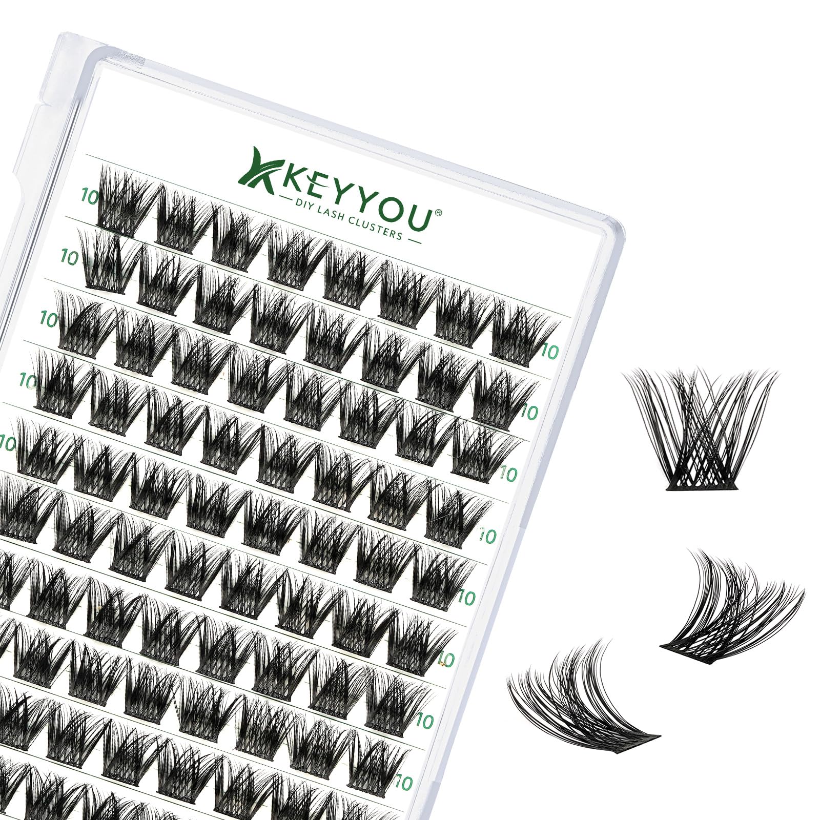 KEYYOU ensembles-cils 96pcs Y01 courbe 10mm pour un regard naturel