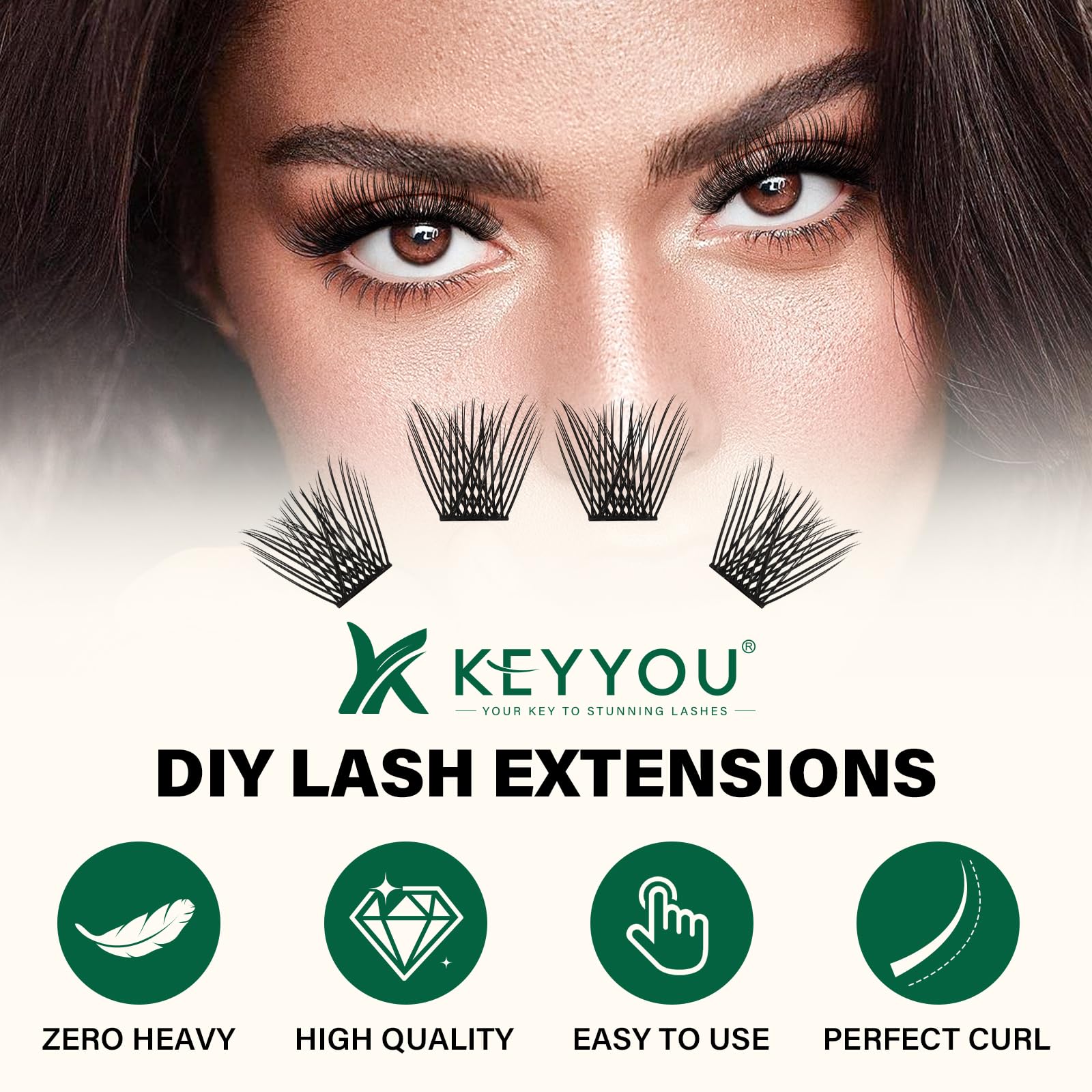 KEYYOU ensembles-cils-naturels-8-18mix donne un rendu discret et naturel sur vos yeux.