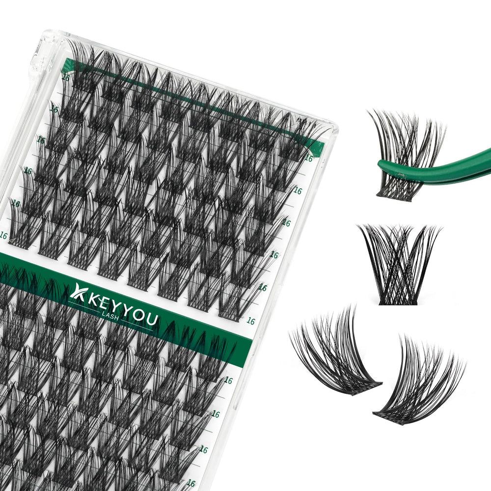 KEYYOU ensembles de cils 96 pièces – courbure 16 mm pour un look naturel.