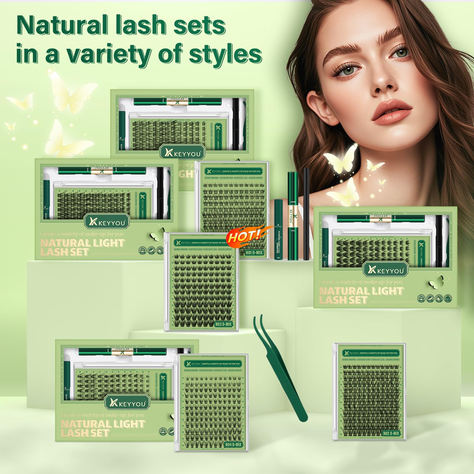 KEYYOU étui kit cils compact, rangement pratique