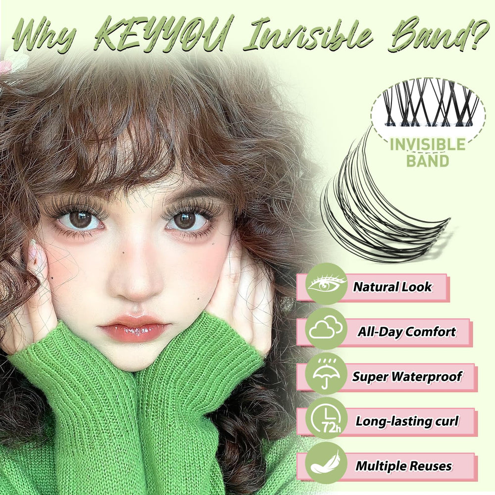 KEYYOU Fairy Clusters cils D-Curl, ensemble pratique pour un style manga discret.