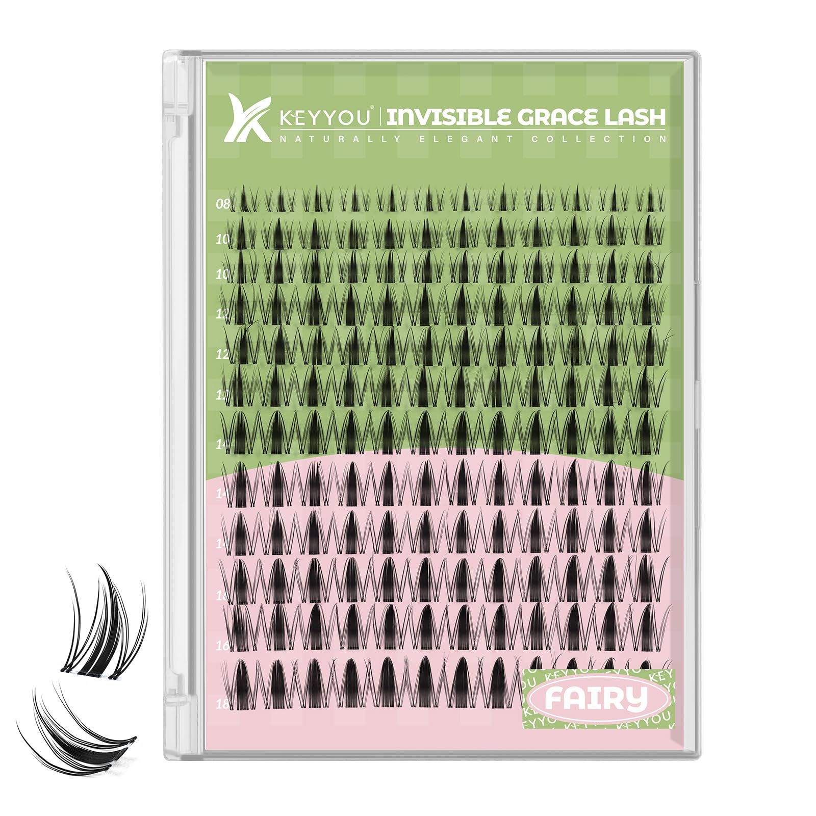 KEYYOU Fairy lash clusters 144pcs in box for multiple wearings.