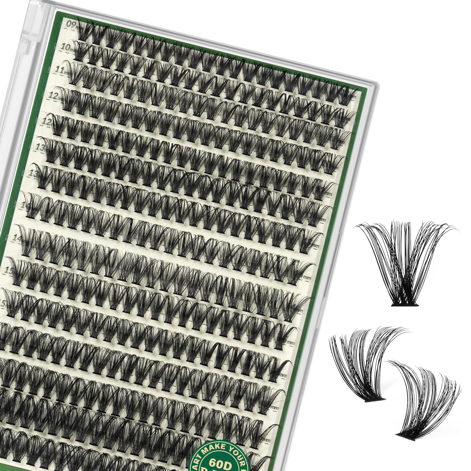 KEYYOU grappes-cils 60D-D courbe 9-18mm, aspect naturel et facile à appliquer chez soi.