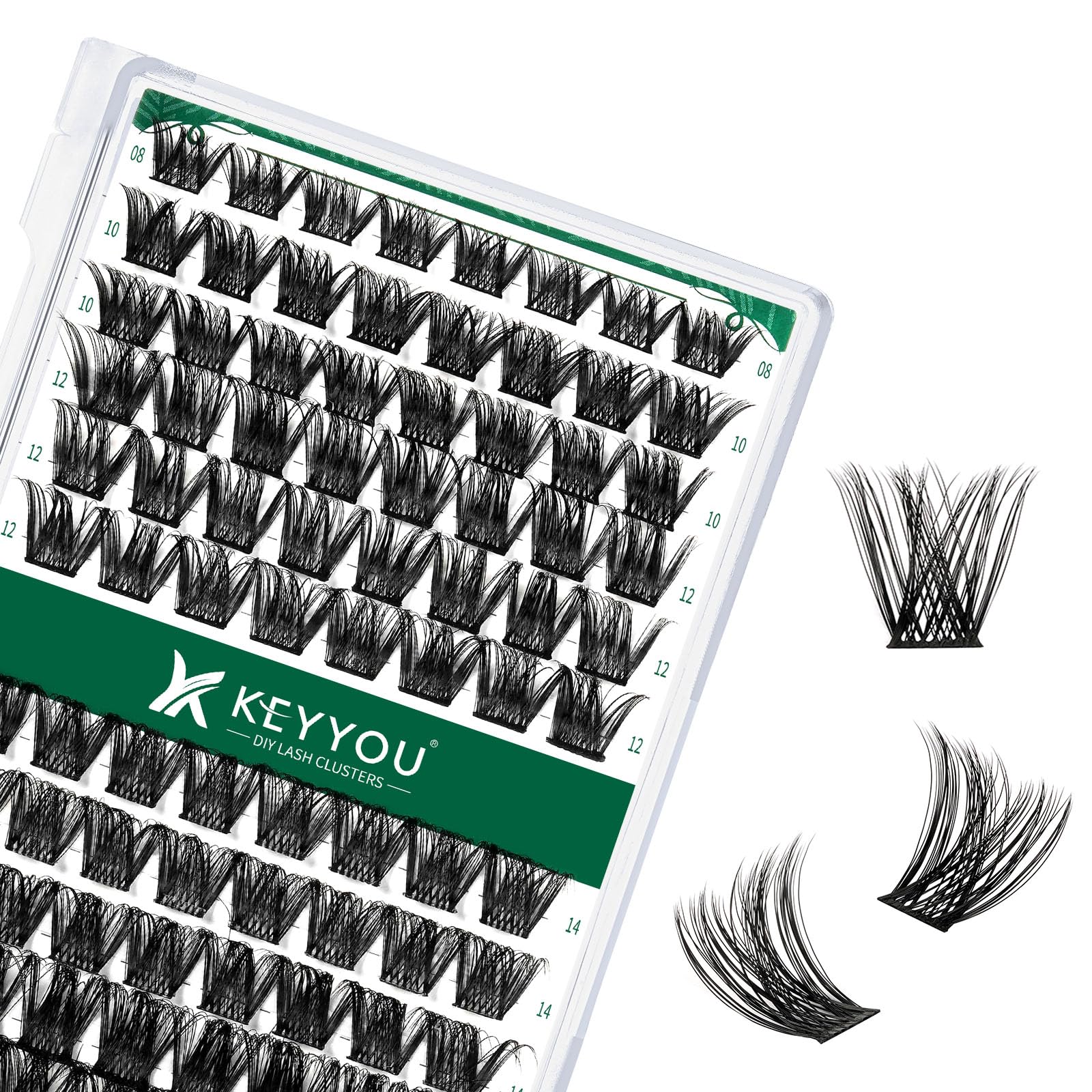 KEYYOU grappes-cils 96-pcs avec étui, pour un look volumineux et naturel.